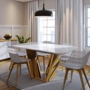 Ver imagem 4 de Mesa de Jantar Tampo Marmorizado Branco com Vidro 6 Lugares Ibiza Yescasa