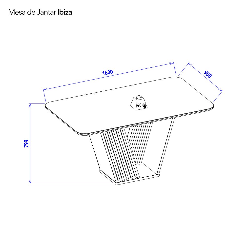 Mesa de Jantar Tampo Marmorizado Branco com Vidro 6 Lugares Ibiza Yescasa - 8