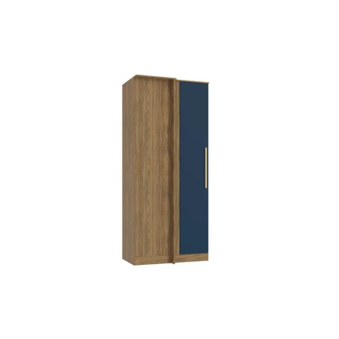 Guarda-roupa de Canto Reto 1 Porta Kappesberg Adapt Nogueira/azul Profundo 100cm