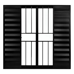 Anela de Alumínio Preto Veneziana de Correr 6 Folhas com Grade Cmc Linha Modular - 1.00 L X 1.20 a - 1