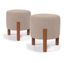Ver imagem 1 de Kit 2 Puffs Decorativo Redondo Banqueta Sala Quarto Escritório Pés Madeira Zuppy - Bege Linho