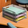 ORGANIZADOR DE MESA TRIPLO ARQUIVO BANDEJA ESCRITORIO DOCUMENTOS PAPEL CORREIO 3 DIVISORIAS FUME - 2