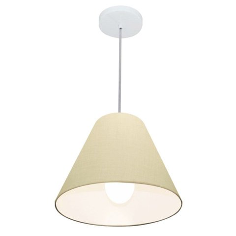 Lustre Pendente Cone Vivare Md-4028 Cúpula em Tecido 25/30x12cm - Bivolt - Algodão Crú - Bivolt