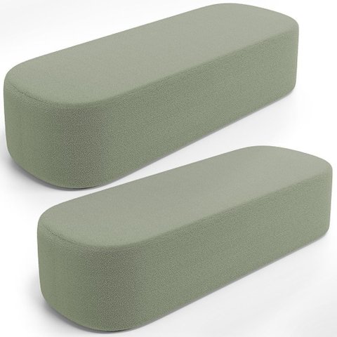 Kit 02 Puffs Decorativos Orgânicos para Living Quarto 140cm Doha W01 Bouclê Oliva - Lyam Decor