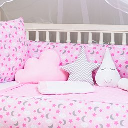 KIT BERÇO MASCULINO E FEMININO URSINHO 13 PEÇAS KIT AMERICANO ESTAMPADO PARA BEBE COMPLETO:ROSA BEBE - 3