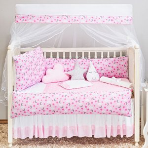 KIT BERÇO MASCULINO E FEMININO URSINHO 13 PEÇAS KIT AMERICANO ESTAMPADO PARA BEBE COMPLETO:ROSA BEBE