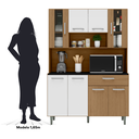 Ver imagem 7 de Armário de Cozinha 8 Portas 1 Gaveta Gabi Bege/Carvalho/Branco