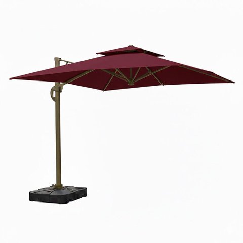 Ombrelone Guarda Sol Premium Aluminio Vinho 3x3m c/ Base de 120L