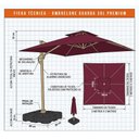 Ver imagem 5 de Ombrelone Guarda Sol Premium Aluminio Vinho 3x3m c/ Base de 120L