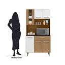 Ver mais imagens de Armário de Cozinha 6 Portas 1 Gaveta Carol Bege/Carvalho/Branco