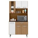 Ver imagem 4 de Armário de Cozinha 6 Portas 1 Gaveta Carol Bege/Carvalho/Branco