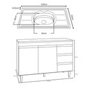 Ver imagem 4 de Balcão Gabinete com Pia Inox 120cm Andréia 2 Portas Cinza - AJL Móveis