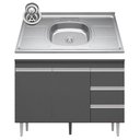 Ver imagem 1 de Balcão Gabinete com Pia Inox 120cm Andréia 2 Portas Cinza - AJL Móveis