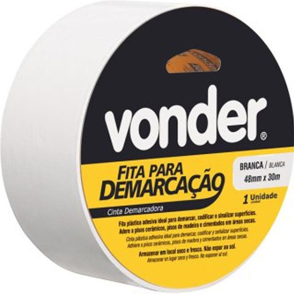 Fita Adesiva Demarcação 48mm X 30m Branca Vonder 1065504321