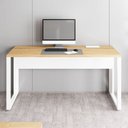 Ver imagem 4 de Mesa Plataforma Individual com Caixa de Tomadas Pés Metal 120cm Industrial Executive Macadâmia e Branco