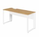 Ver imagem 2 de Mesa Plataforma Individual com Caixa de Tomadas Pés Metal 120cm Industrial Executive Macadâmia E Branco