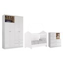 Ver imagem 1 de Dormitório Infantil Vanila com Guarda Roupa, Berço e Cômoda Branco/jequitibá - Móveis Henn