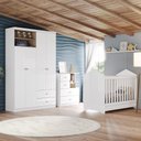 Ver imagem 4 de Dormitório Infantil Vanila com Guarda Roupa, Berço e Cômoda Branco/jequitibá - Móveis Henn