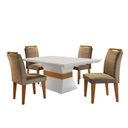 Ver imagem 3 de Conj Mesa Clarice 120 Tampo Vidro/MDF C Reto c/4 Cad Athenas Yescasa Bege/Animale Choco/Offwhite/Imb