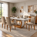 Ver imagem 1 de Conjunto Mesa de Jantar Tampo de Vidro 6 Cadeiras MDF Luanda Yescasa