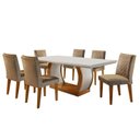 Ver imagem 3 de Conj Sala de Jantar Mesa Tampo de Vidro 6 Cad Luanda Yescasa Marrom/Animale Chocolat Offwhite/Imbuia