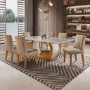 Ver imagem 1 de Conj Sala de Jantar Mesa Tampo de Vidro 6 Cad Luanda Yescasa Marrom/Animale Chocolat Offwhite/Imbuia
