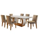 Ver imagem 4 de Conjunto Mesa de Jantar Tampo de Vidro 6 Cadeiras MDF Luanda Yescasa