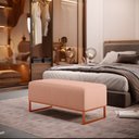 Ver imagem 2 de Puff Decorativo Sala De Estar Cléo 90cm Base De Ferro Cobre W01 Linho Rosê - Lyam Decor