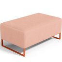 Ver imagem 1 de Puff Decorativo Sala De Estar Cléo 90cm Base De Ferro Cobre W01 Linho Rosê - Lyam Decor