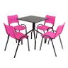 Jogo de Mesa Moema 70x70 Preta com 4 Cadeiras ISO Rosa - 1