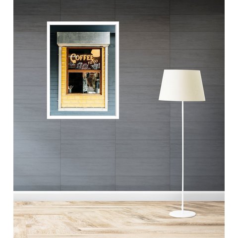 Quadro Decorativo Londres Coffee To Go - 70x50cm:moldura Preta
