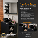 Ver imagem 2 de Gabinete Suspenso Banheiro com Cuba Íbis Preto Puxador Cinza Fosco