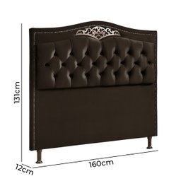 Cabeceira Cama Box Queen 1,60 Estofada Veludo Marrom Chocolate Holanda Plus - Star Confort - 4