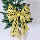 Ver imagem 3 de Kit 4 Enfeites Árvore Natal Laço Dourado Glitter 24cm