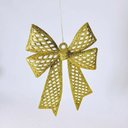 Ver imagem 2 de Kit 4 Enfeites Árvore Natal Laço Dourado Glitter 24cm
