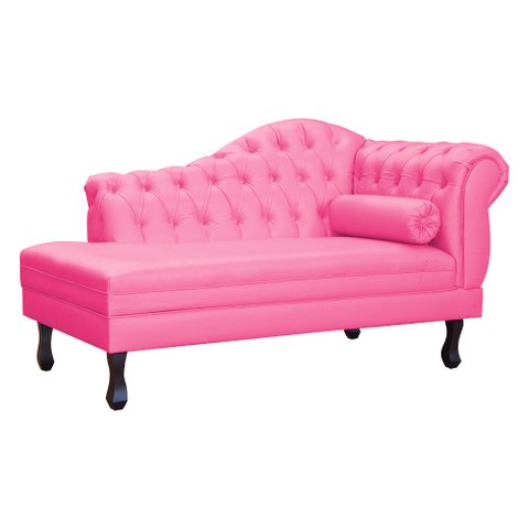 Recamier Divã Larissa Capitonê Lado Esquerdo Corino Cores - S.A Móveis - Pink
