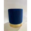 Ver imagem 1 de Puff Redondo em Veludo Azul com Base Dourada, Decorativo para Sala Moveis