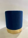Ver imagem 1 de Puff Redondo em Veludo Azul com Base Dourada, Decorativo para Sala Moveis