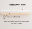 Ver imagem 3 de Prateleira MDF 30mm LED 220x25 Suporte Invisivel Branco 3000k 110V
