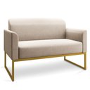 Ver imagem 2 de Namoradeira 02 Lugares Marisa Linho Areia A27 Base Industrial Metálica Dourado - D'rossi