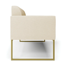 Ver imagem 5 de Namoradeira Sofá 2 Lugares Marisa Linho Bege Base Industrial Metálica Dourado - D’Rossi