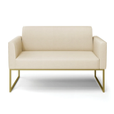 Ver imagem 4 de Namoradeira Sofá 2 Lugares Marisa Linho Bege Base Industrial Metálica Dourado - D’Rossi