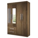 Ver imagem 2 de Guarda-roupa Solteiro 4 Portas 2 Gavetas e 2 Espelhos Madri - Freijó
