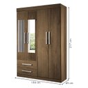 Ver imagem 3 de Guarda-roupa Solteiro 4 Portas 2 Gavetas e 2 Espelhos Madri - Freijó