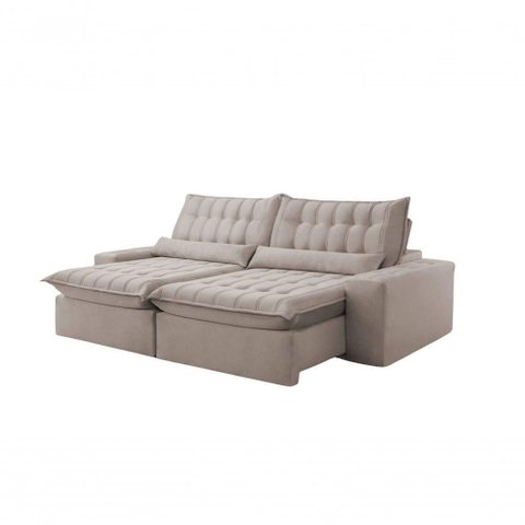 Sofá Petra Retrátil e Reclinável 290cm Espuma D-26 Softy - Bege