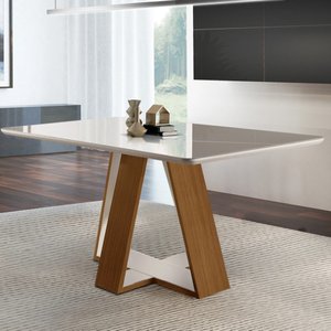 Mesa 4 lugares Tampo  com Vidro/Laca Grécia 