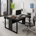 Ver imagem 1 de Mesa de Trabalho para Escritório 2 Lugares Preta 1,35m F5
