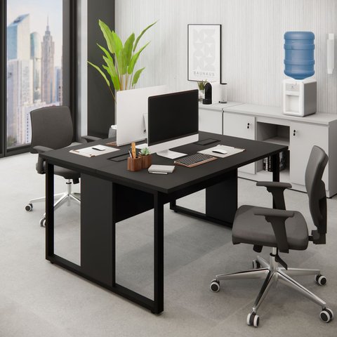 Mesa de Trabalho para Escritório 2 Lugares Preta 1,35m F5