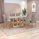 Ver imagem 1 de Conjunto Sala de Jantar Mesa Easy Pop 170x90cm Tampo Vidro/mdf com 6 Cadeiras Confort Suede Animale