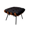 Ver imagem 3 de Poltrona com Puff de Couro Costela - Preto com Brilho - Mempra